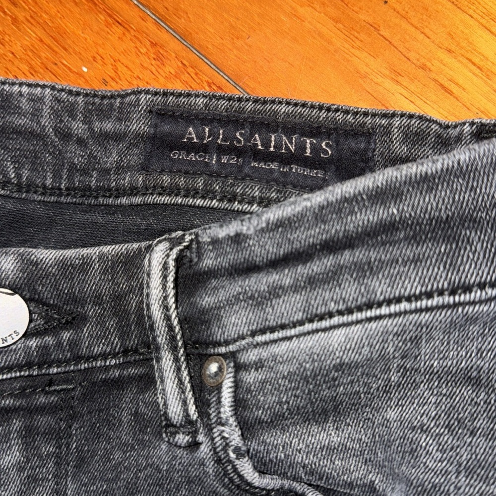Women's Black Jeans All Saint allsaint grace size 28 skinny raw hem - Picture 5 of 7